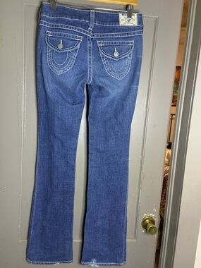 True Religion Becky low rise bootcut jeans with iconic stitching on the back